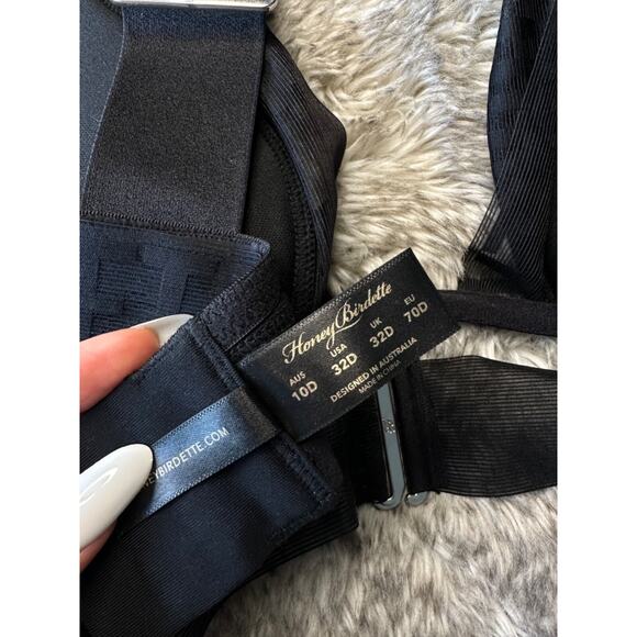 Honey Birdette BLAKE🖤 Black Monogram FULL 3 Piece Set Bra 32D, XS, XS Thong - Picture 5 of 10